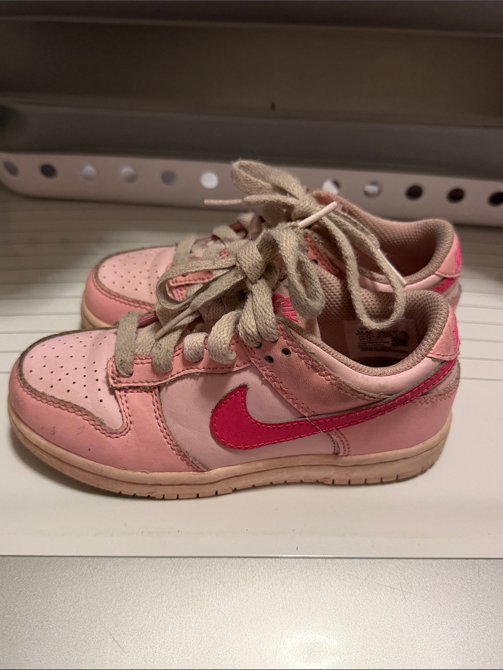 Nike Kids Pink Low-Top Sneakers with Hot Pink Swoosh BARBIE DUNK